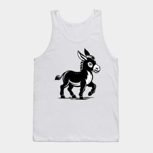 Cute Black and White Donkey Cartoon Animal Art Tank Top
